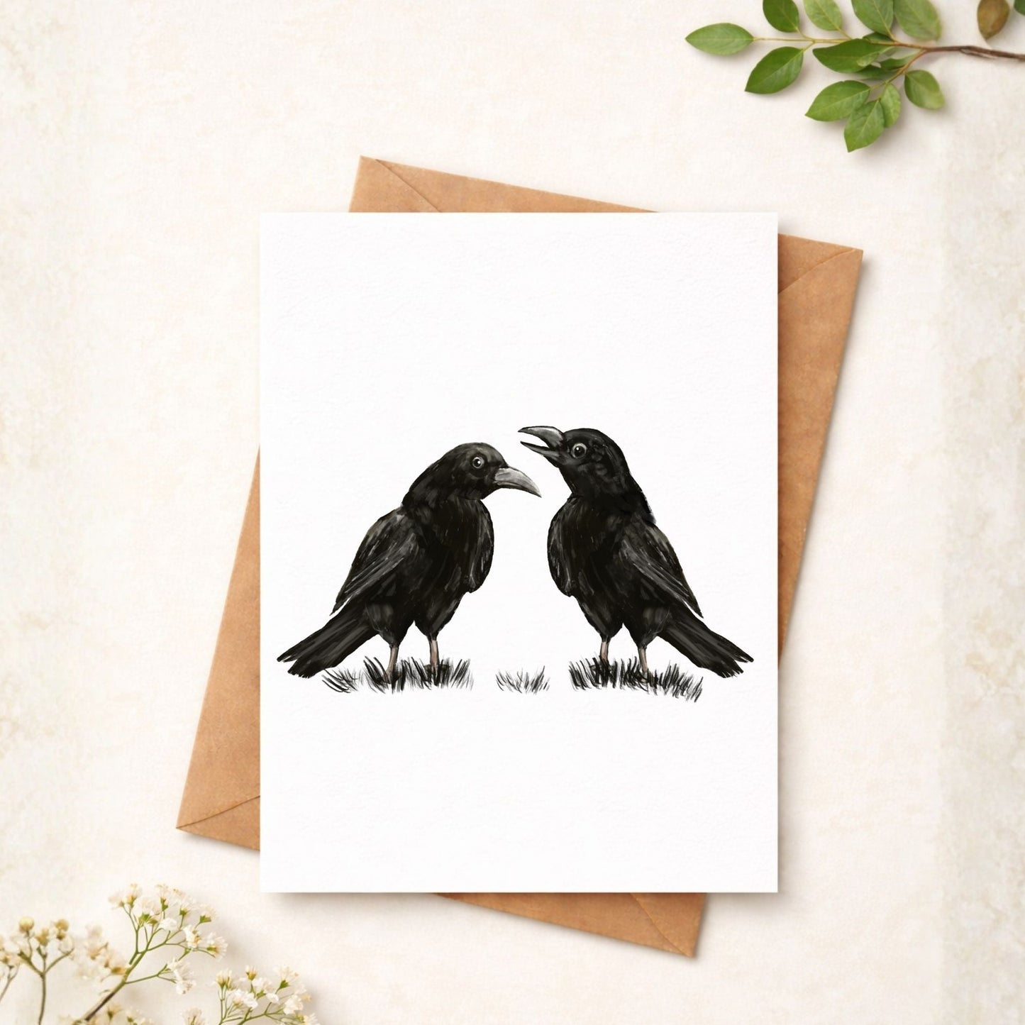 Crow Pair Postcard - MerikaArt