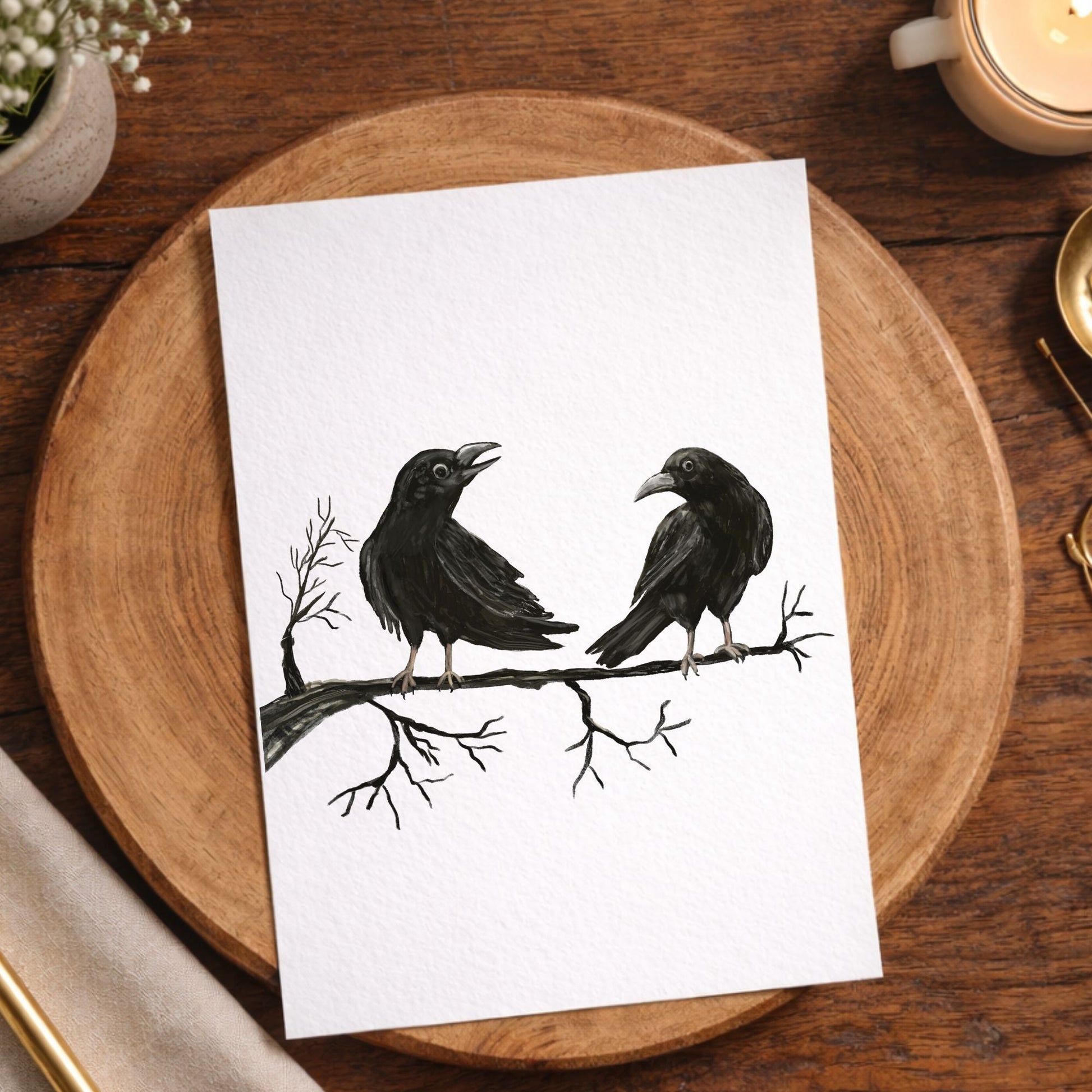 Crow Pair Postcard - MerikaArt