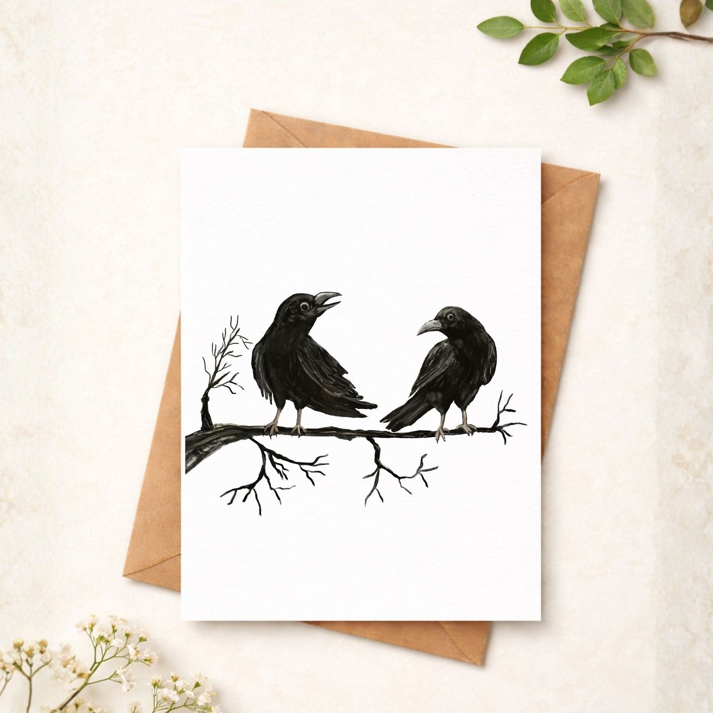 Crow Pair Postcard - MerikaArt