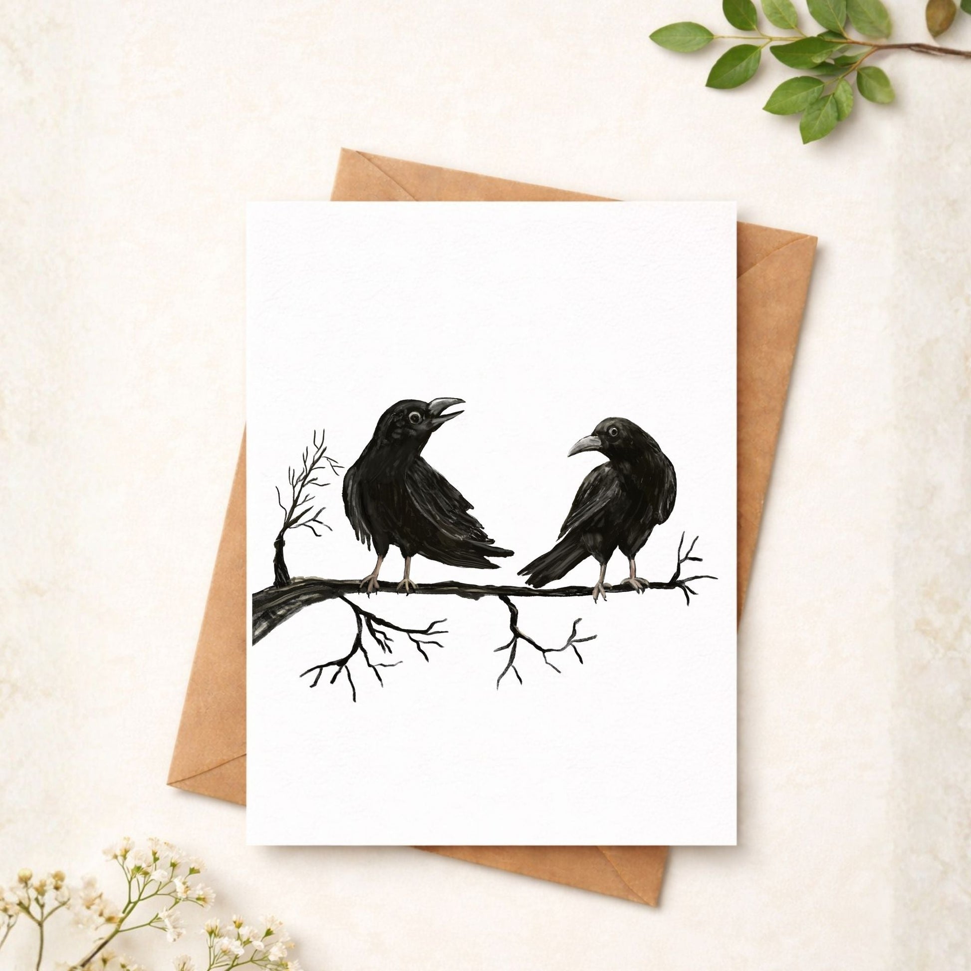 Crow Pair Postcard - MerikaArt