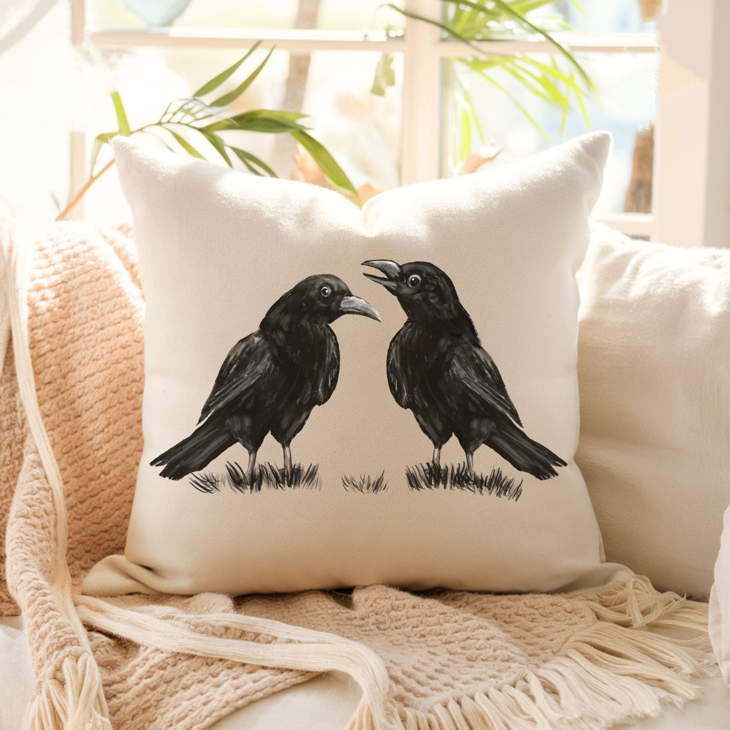 Crows Bird Pillow - MerikaArt