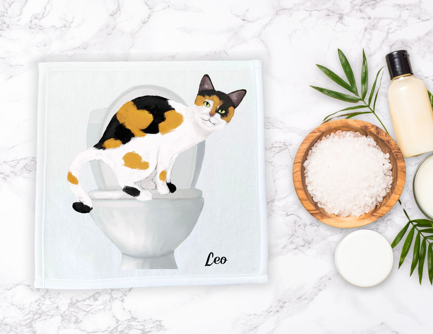 Curious Calico Cat Toilet Washcloth – A Fun Gift for Cat Lovers - MerikaArt