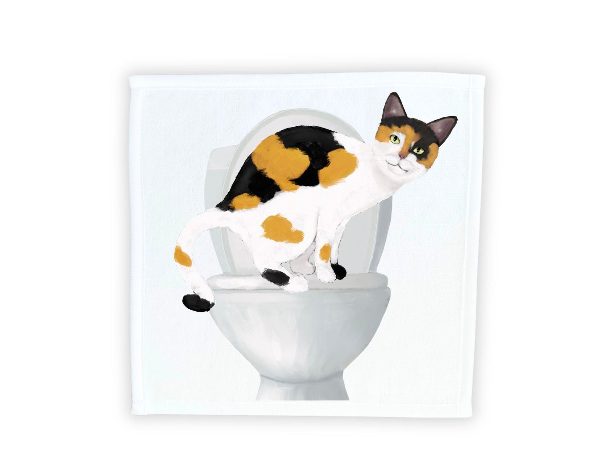 Curious Calico Cat Toilet Washcloth – A Fun Gift for Cat Lovers - MerikaArt