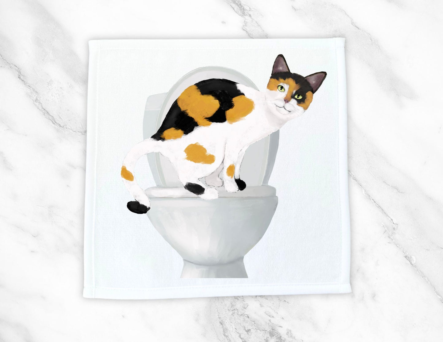 Curious Calico Cat Toilet Washcloth – A Fun Gift for Cat Lovers - MerikaArt