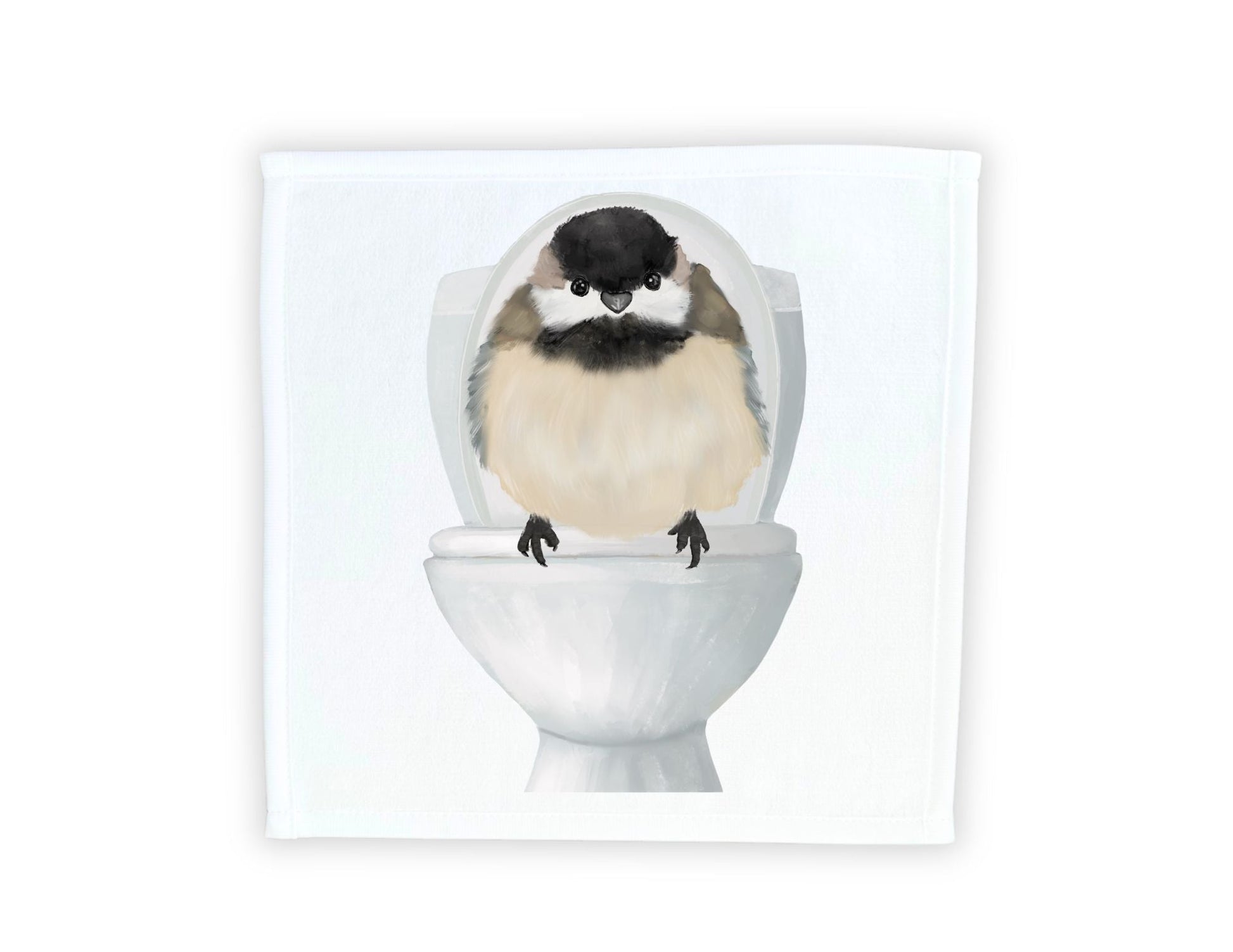 Curious Chickadee Toilet Washcloth – A Whimsical Gift for Bird Lovers - MerikaArt