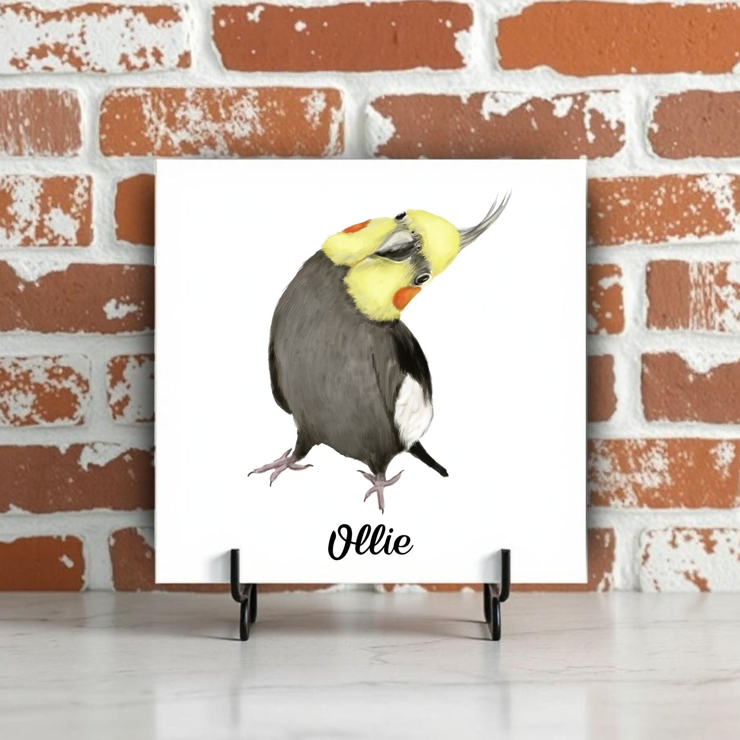 Curious Cockatiel Ceramic Tile – Handcrafted Bird Art Decor - MerikaArt