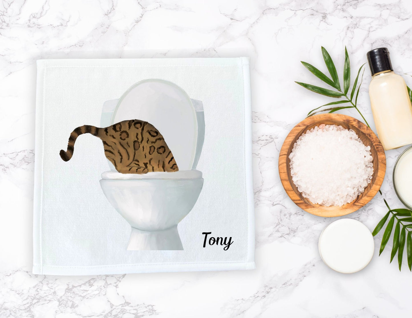 Curious Leopard Cat Toilet Washcloth - MerikaArt