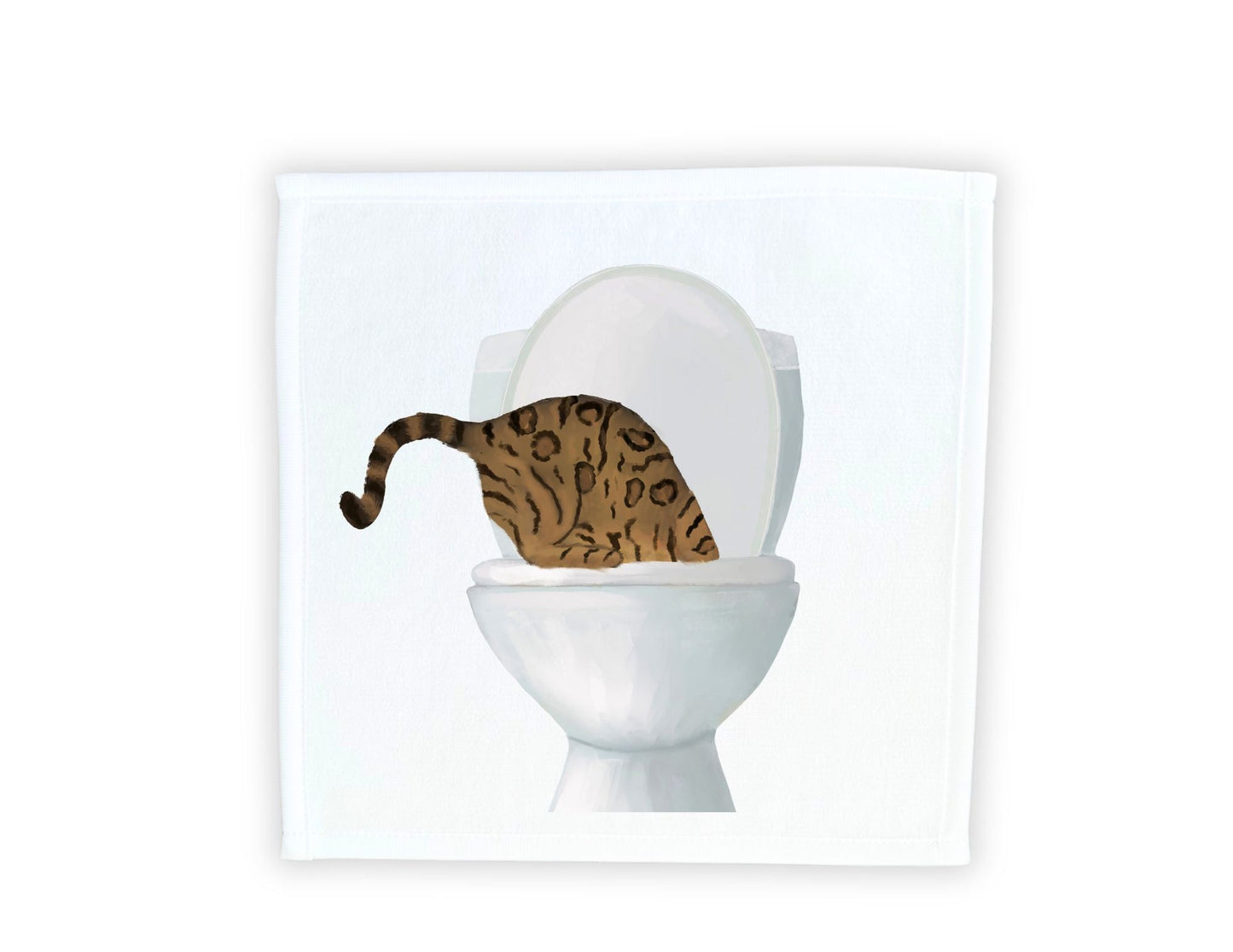 Curious Leopard Cat Toilet Washcloth - MerikaArt