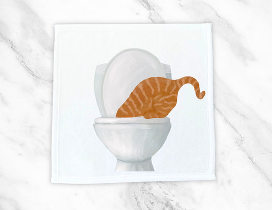 Curious Orange Tabby Cat Toilet Washcloth – A Playful Addition to Your Home - MerikaArt