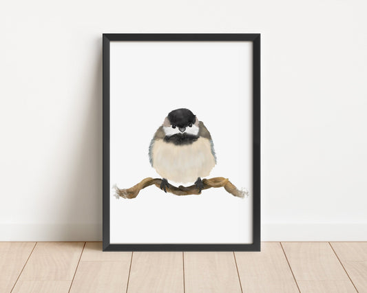 Cute Chickadee Art Print – Adorable Bird Decor for Nature Lovers - MerikaArt