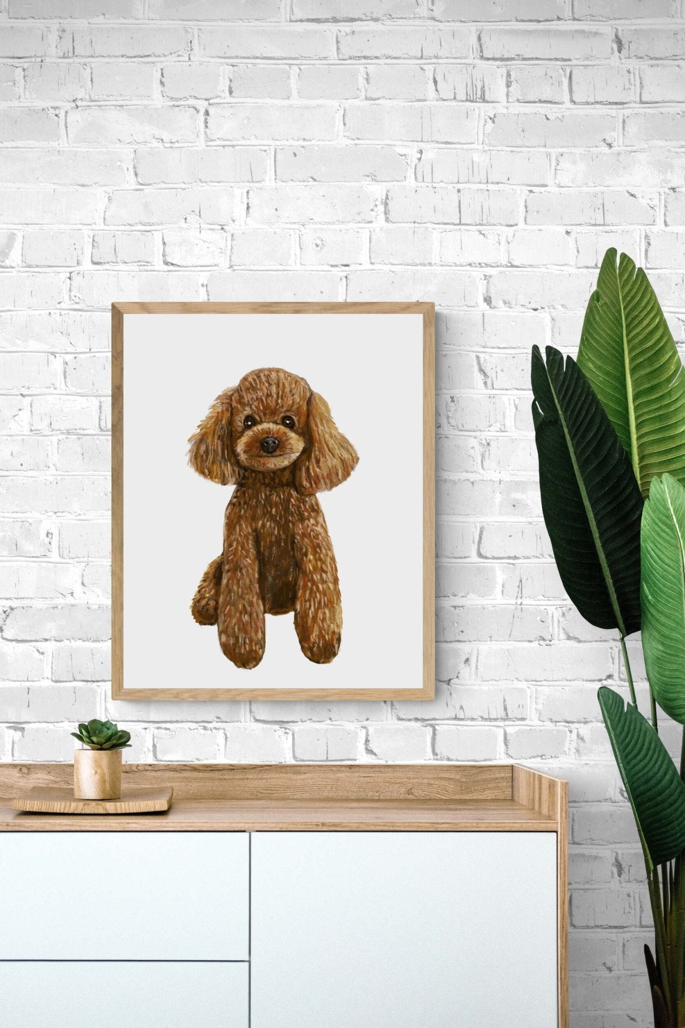 Cute Poodle Print, Poodle Portrait, Doggy Artwork, Brown Poodle Painting, Living Room Wall Art, Bedroom Wall Print, Puppy Home Decor - MerikaArt