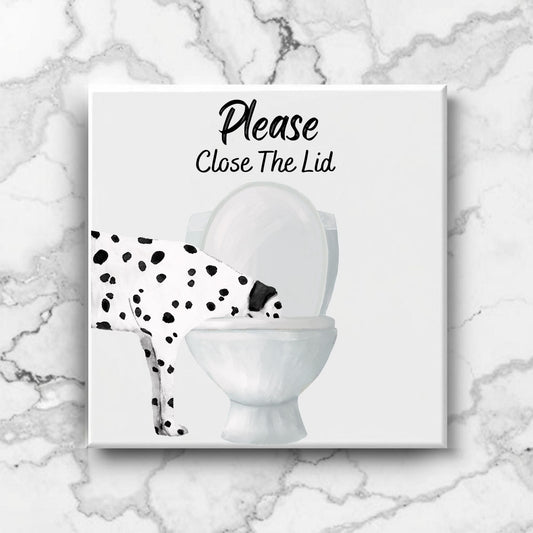 Dalmatian Please Close The Lid Ceramic Tile - MerikaArt