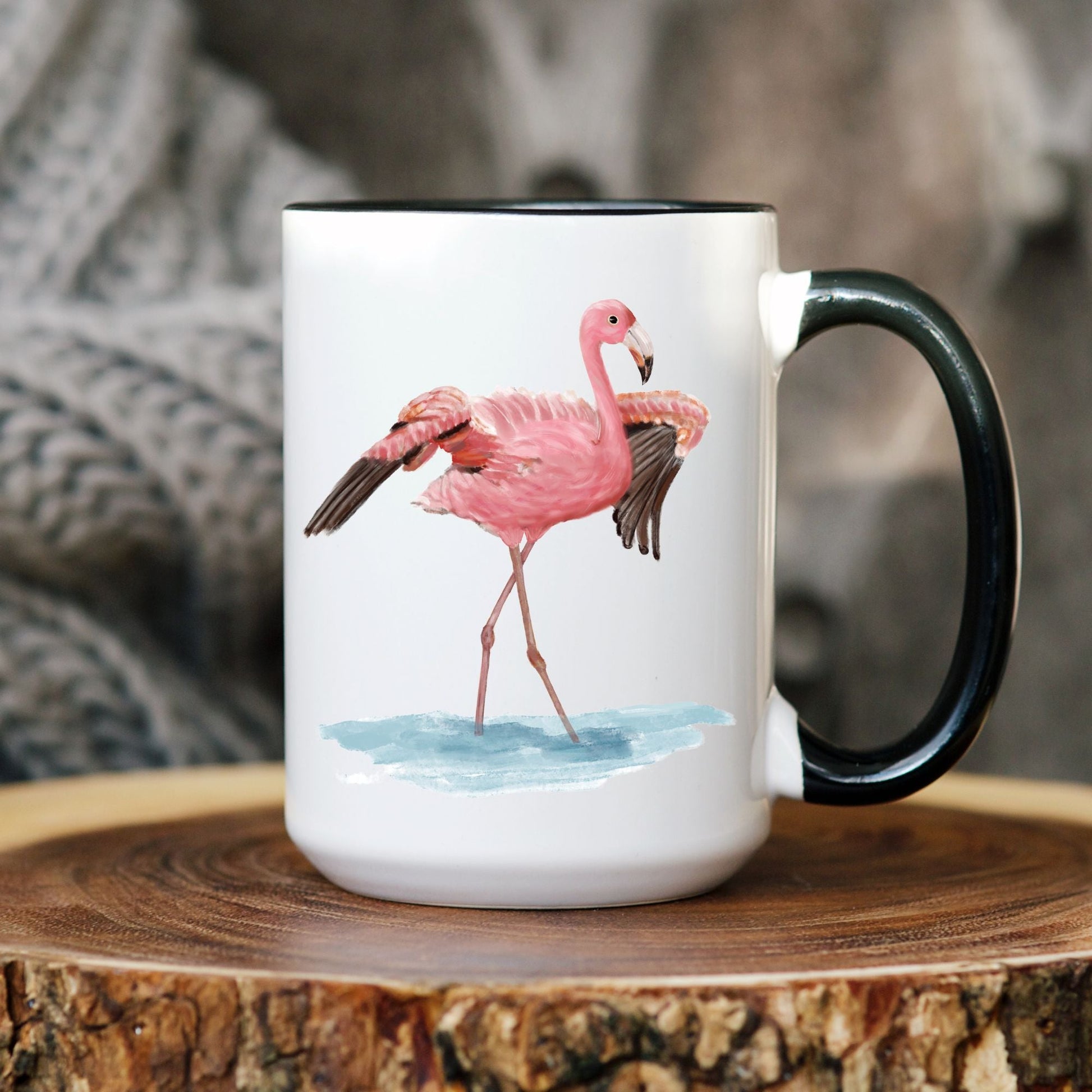 Dancing Pink Flamingo Ceramic Coffee Mug - MerikaArt