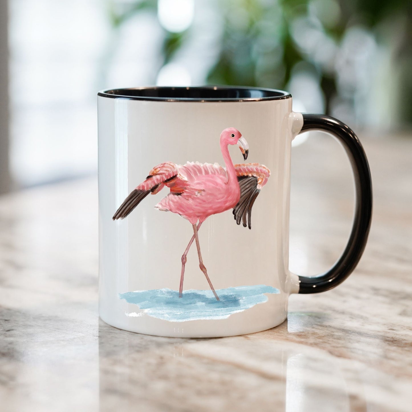 Dancing Pink Flamingo Ceramic Coffee Mug - MerikaArt