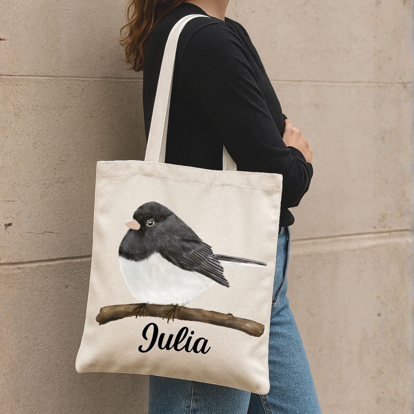 Dark - Eyed Junco Canvas Tote Bag - MerikaArt