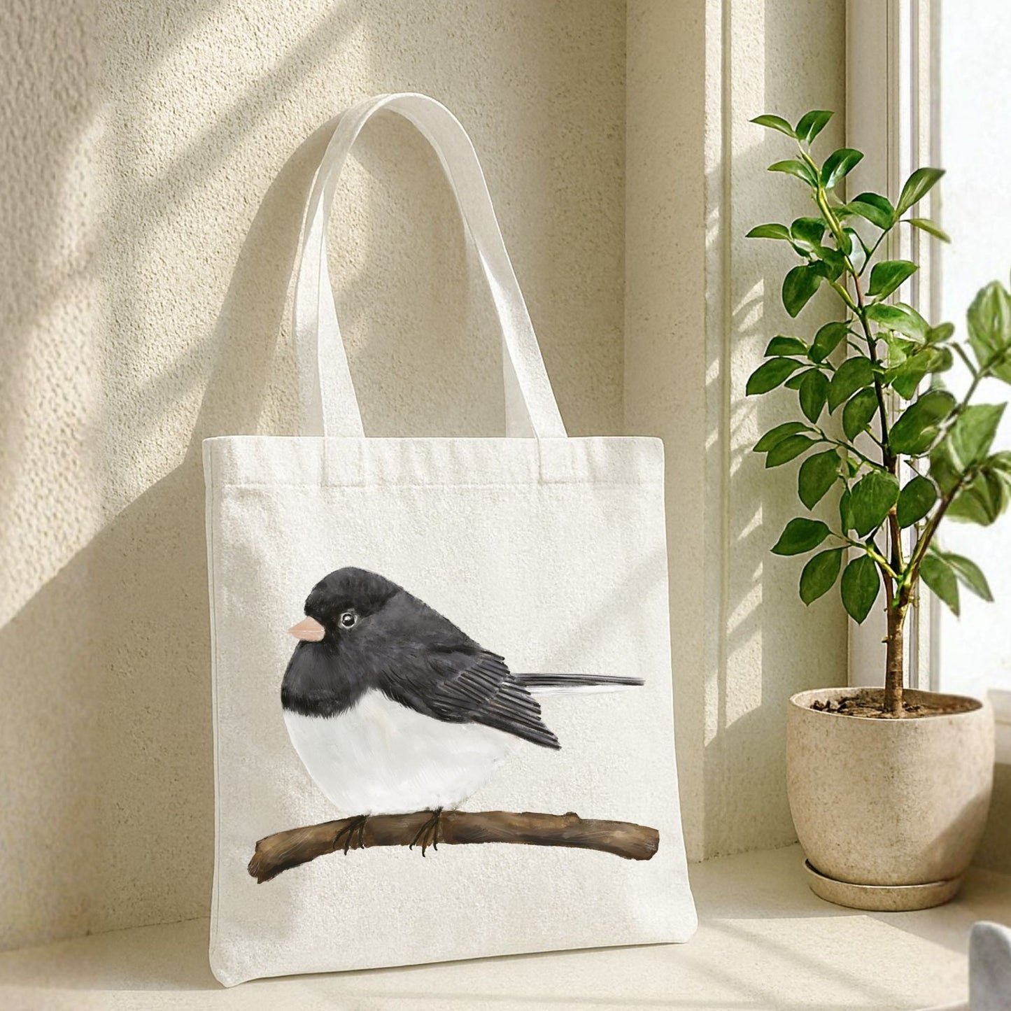 Dark - Eyed Junco Canvas Tote Bag - MerikaArt