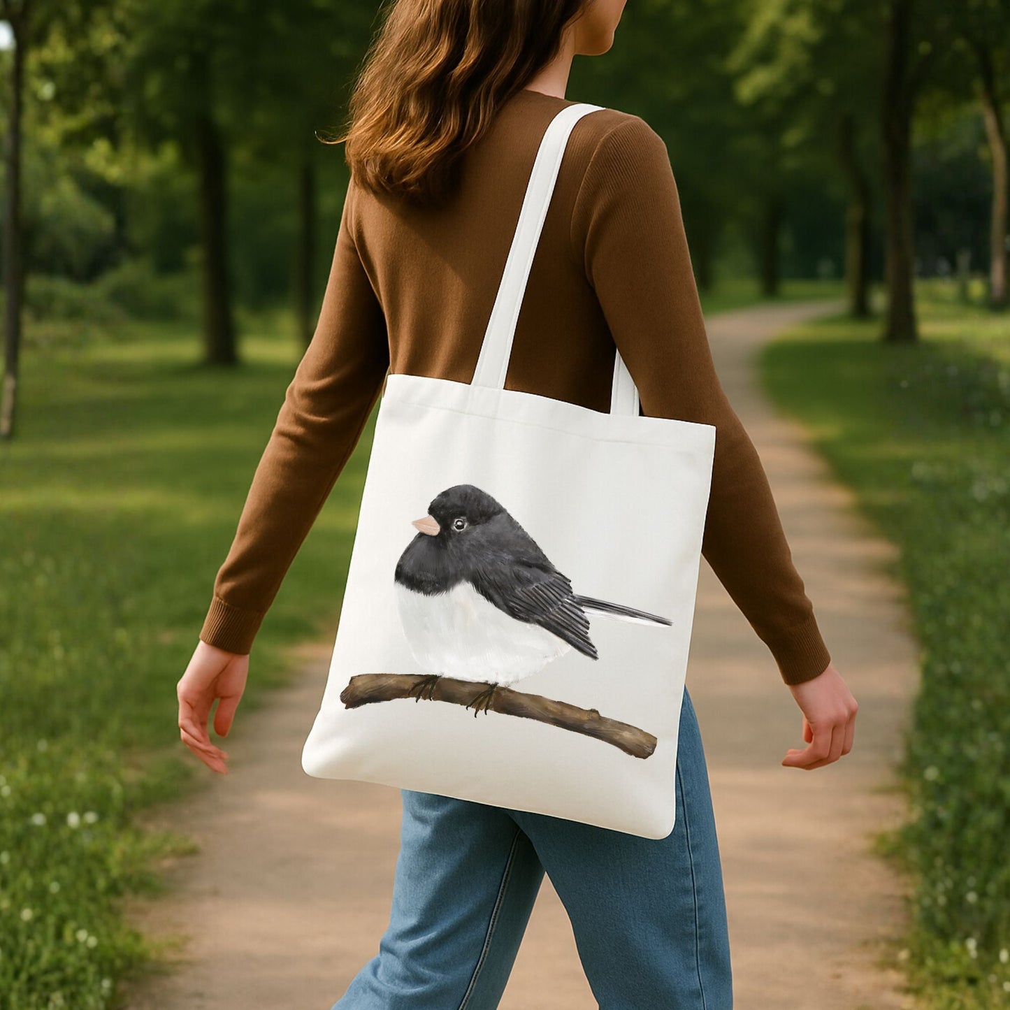 Dark - Eyed Junco Canvas Tote Bag - MerikaArt