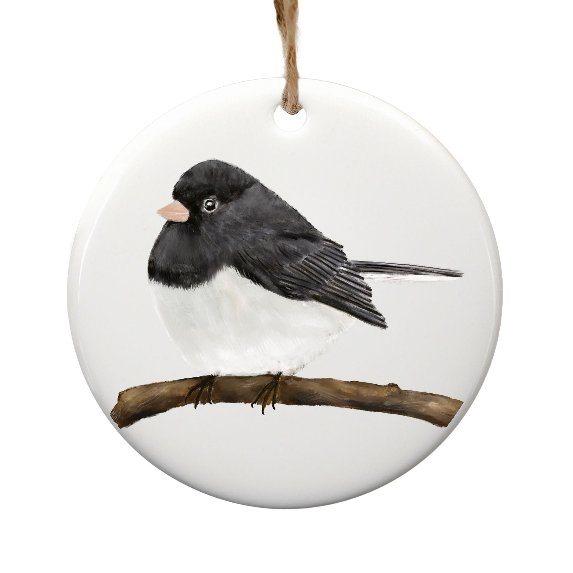 Dark - Eyed Junco Ceramic Ornament - MerikaArt