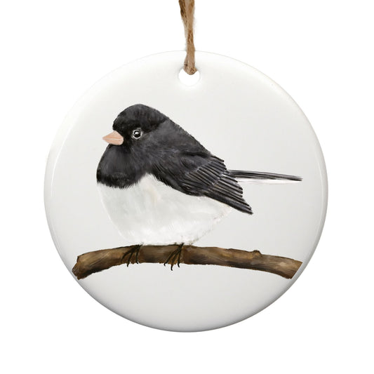 Dark - Eyed Junco Ceramic Ornament - MerikaArt