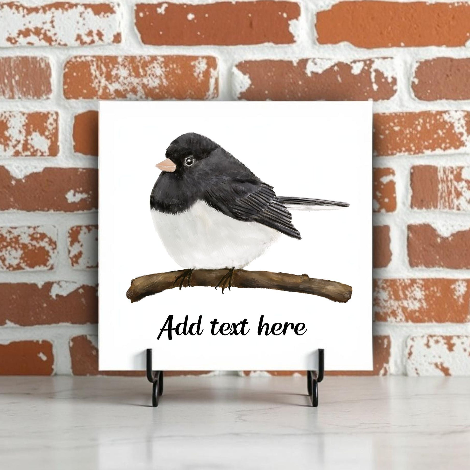 Dark - Eyed Junco Ceramic Tile – Handcrafted Bird Art - MerikaArt