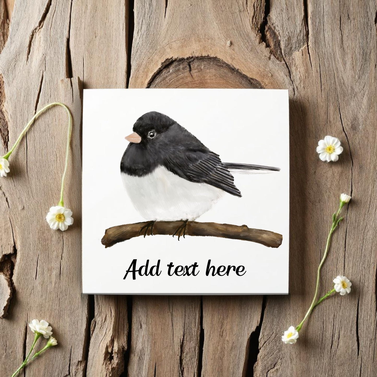 Dark - Eyed Junco Ceramic Tile – Handcrafted Bird Art - MerikaArt