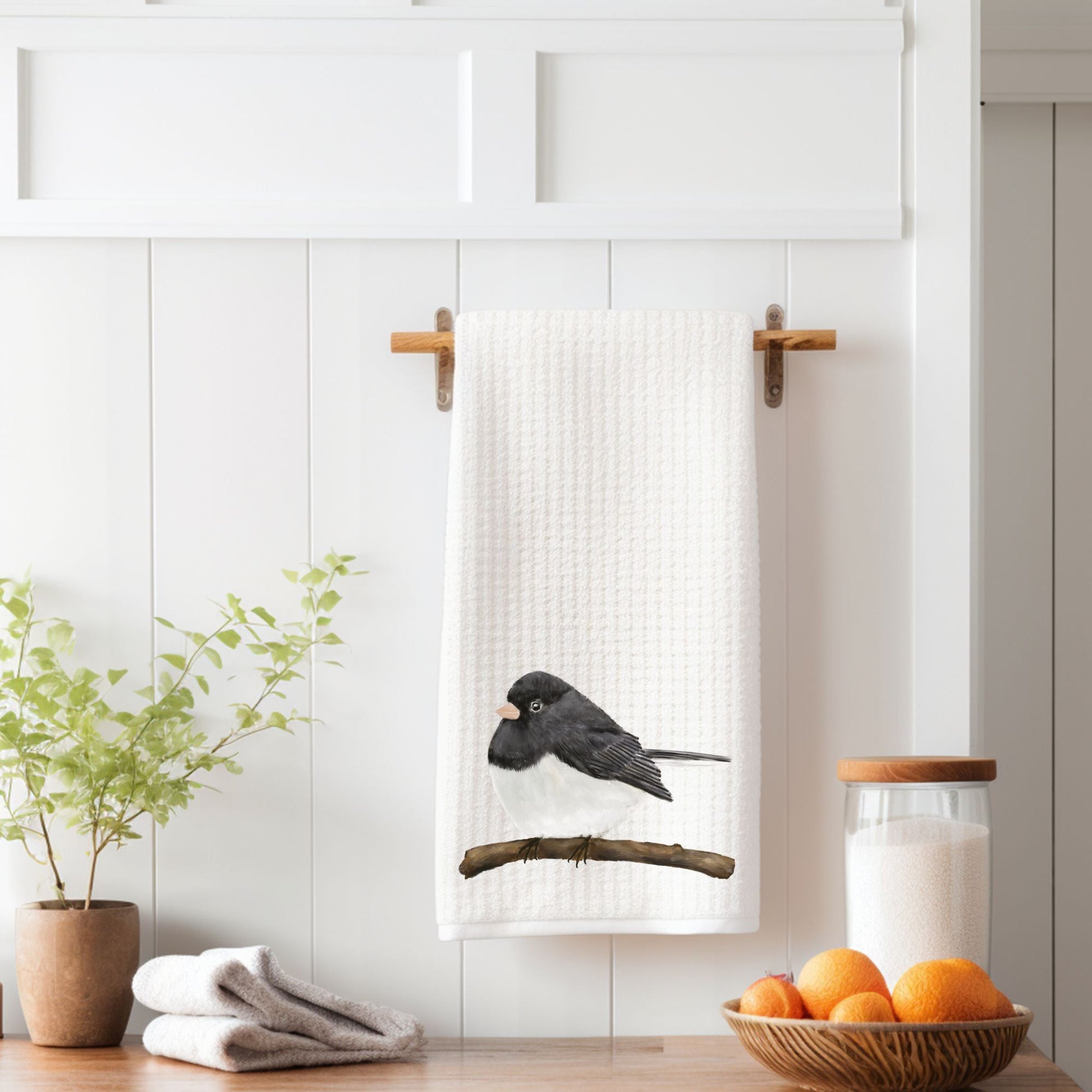 Dark - eyed Junco Kitchen Towel - MerikaArt