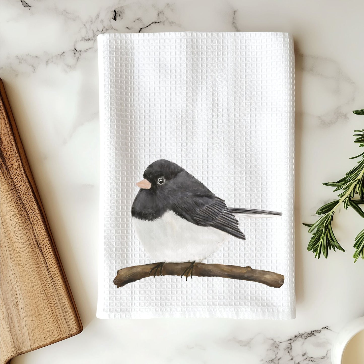 Dark - eyed Junco Kitchen Towel - MerikaArt