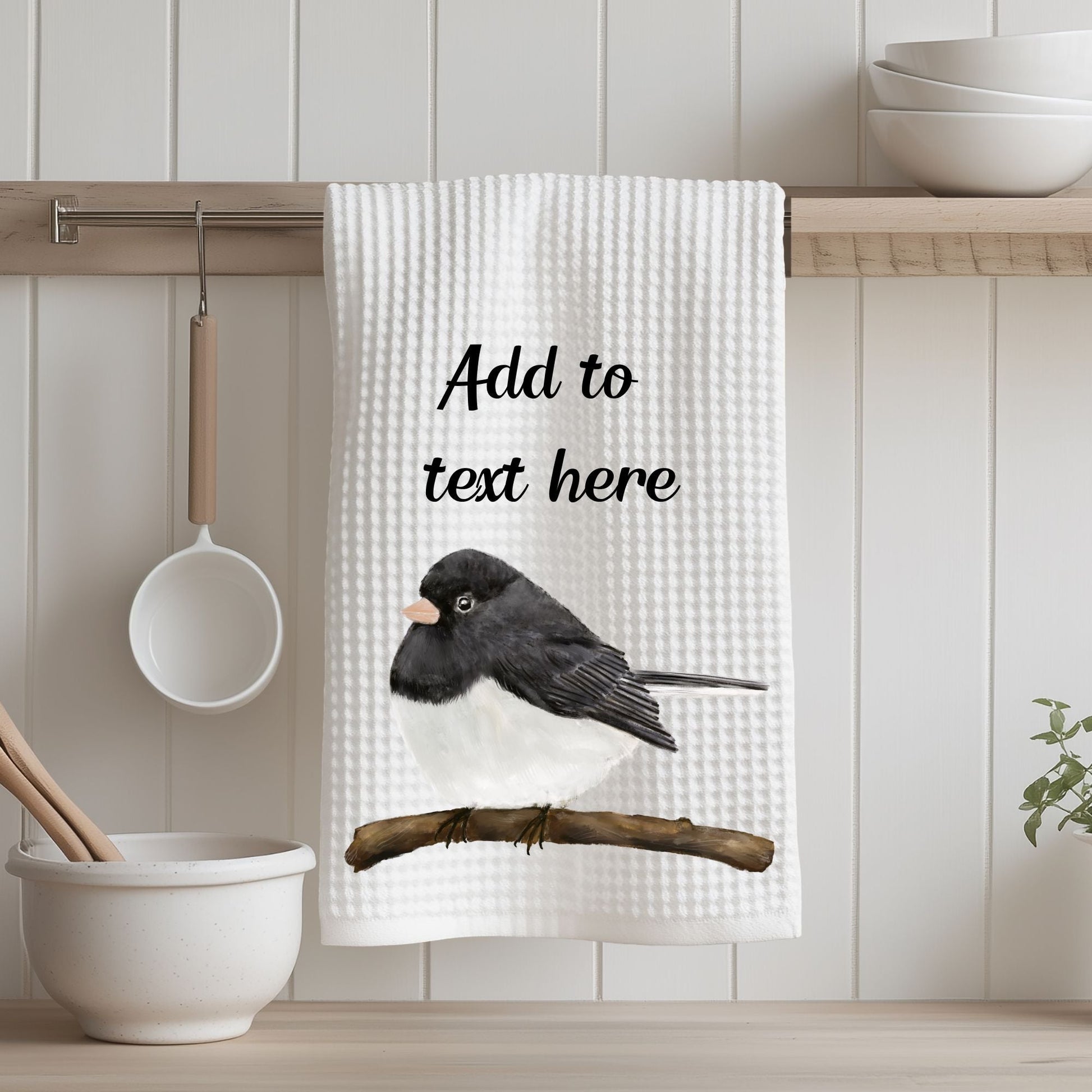 Dark - eyed Junco Kitchen Towel - MerikaArt