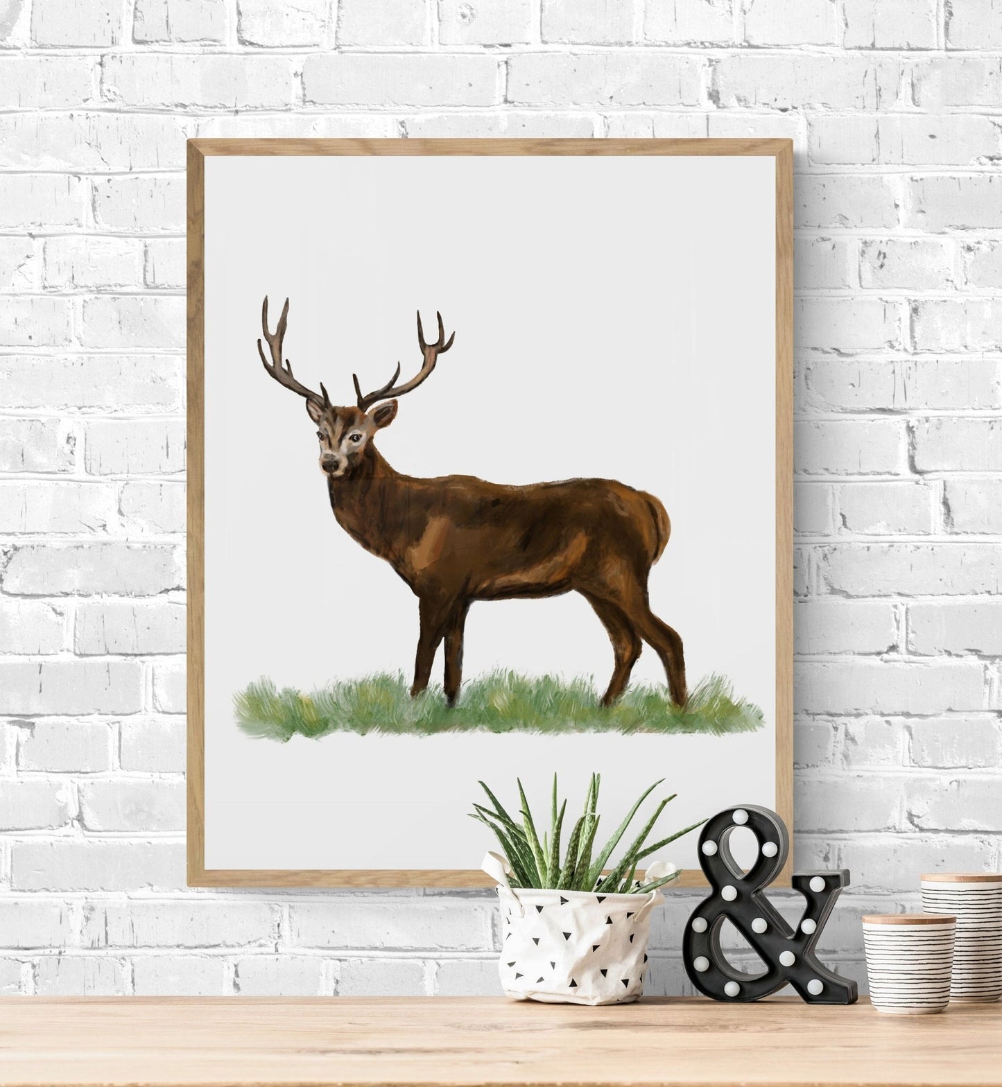 Deer Print, Deer Portrait, Animal Art, Living Room Wall Art, Home Decor, Wildlife Illustration, Animal Lover Gift, Woodland Animal Print - MerikaArt