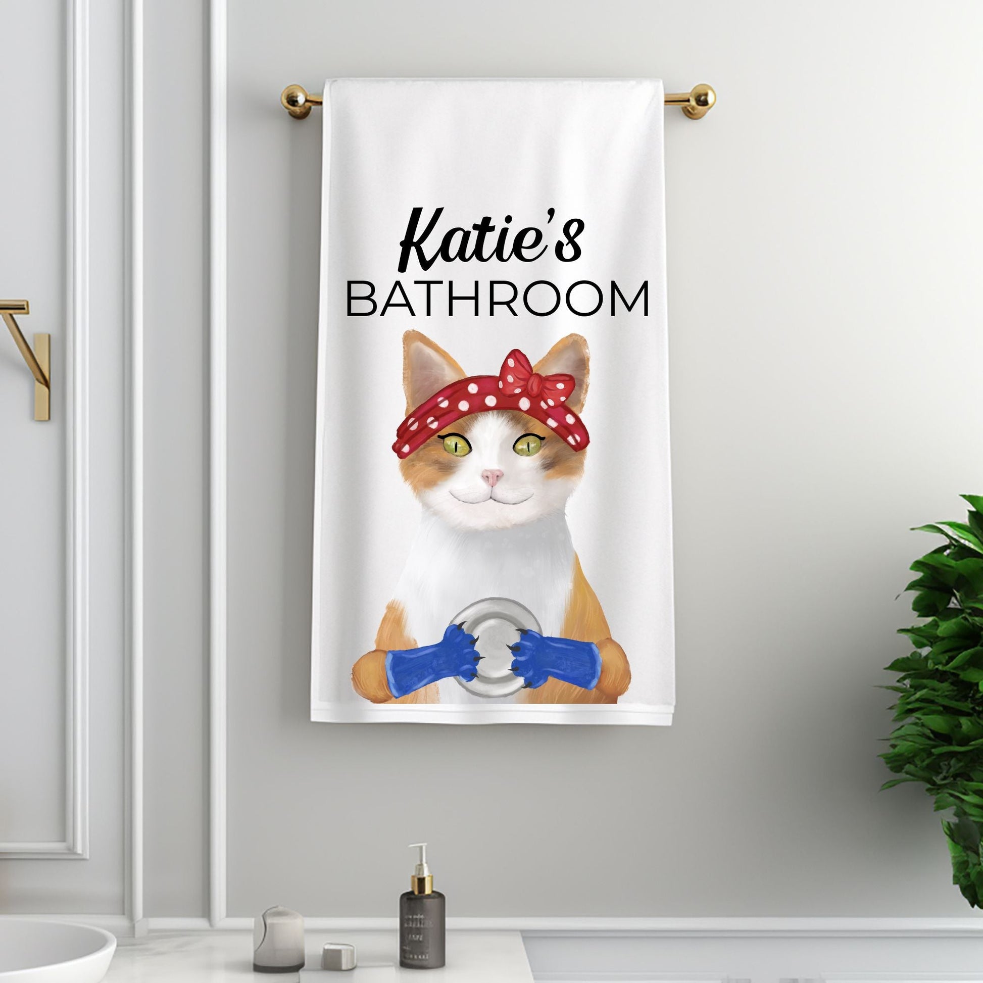 Dishwashing Cat Bathroom Towel - MerikaArt