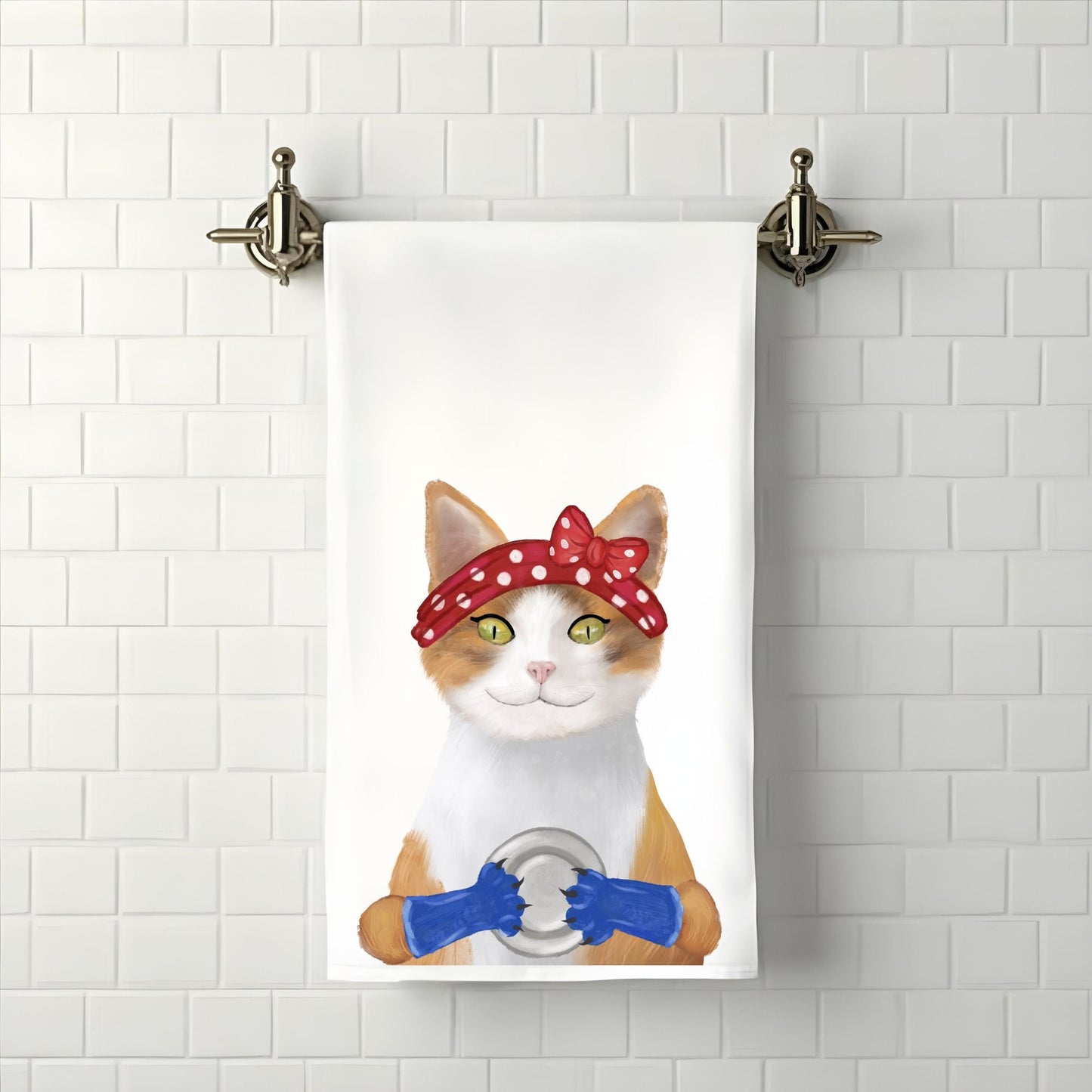 Dishwashing Cat Bathroom Towel - MerikaArt