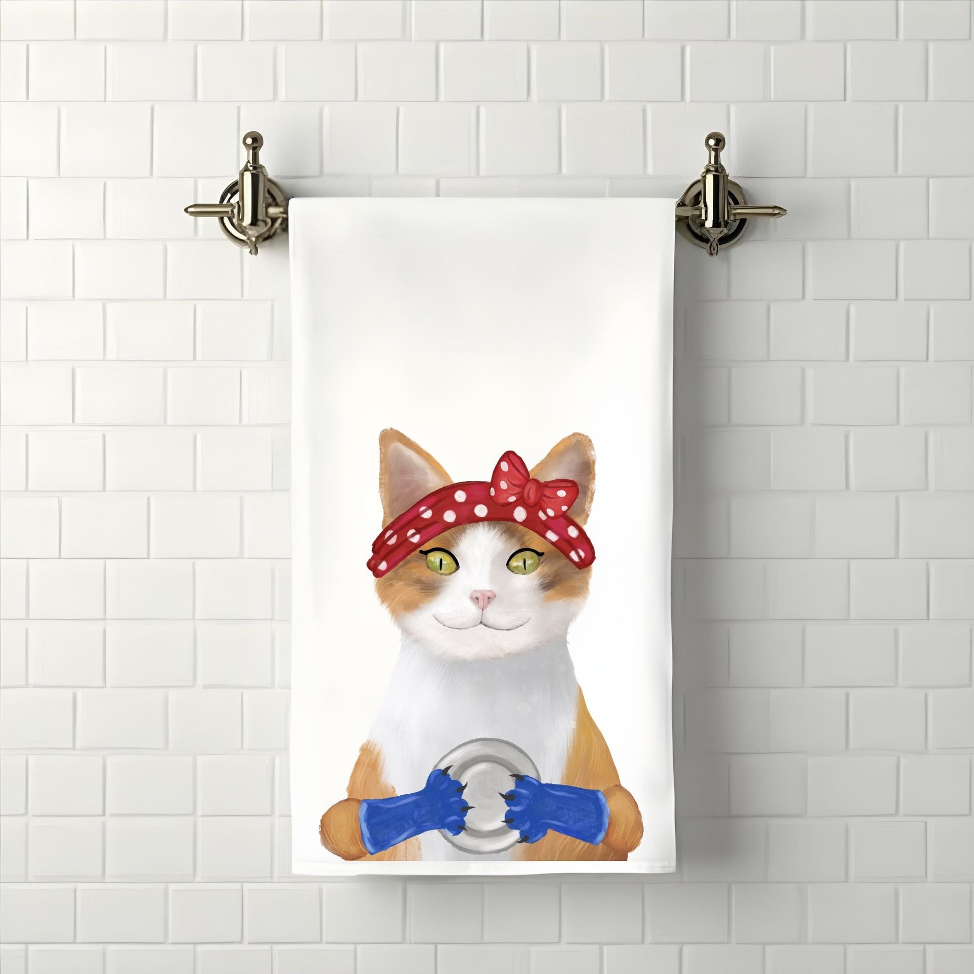Dishwashing Cat Bathroom Towel - MerikaArt