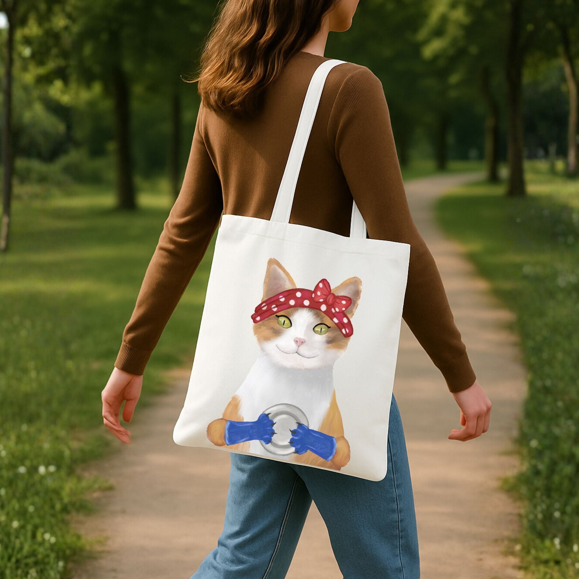 Dishwashing Cat Canvas Tote Bag - MerikaArt