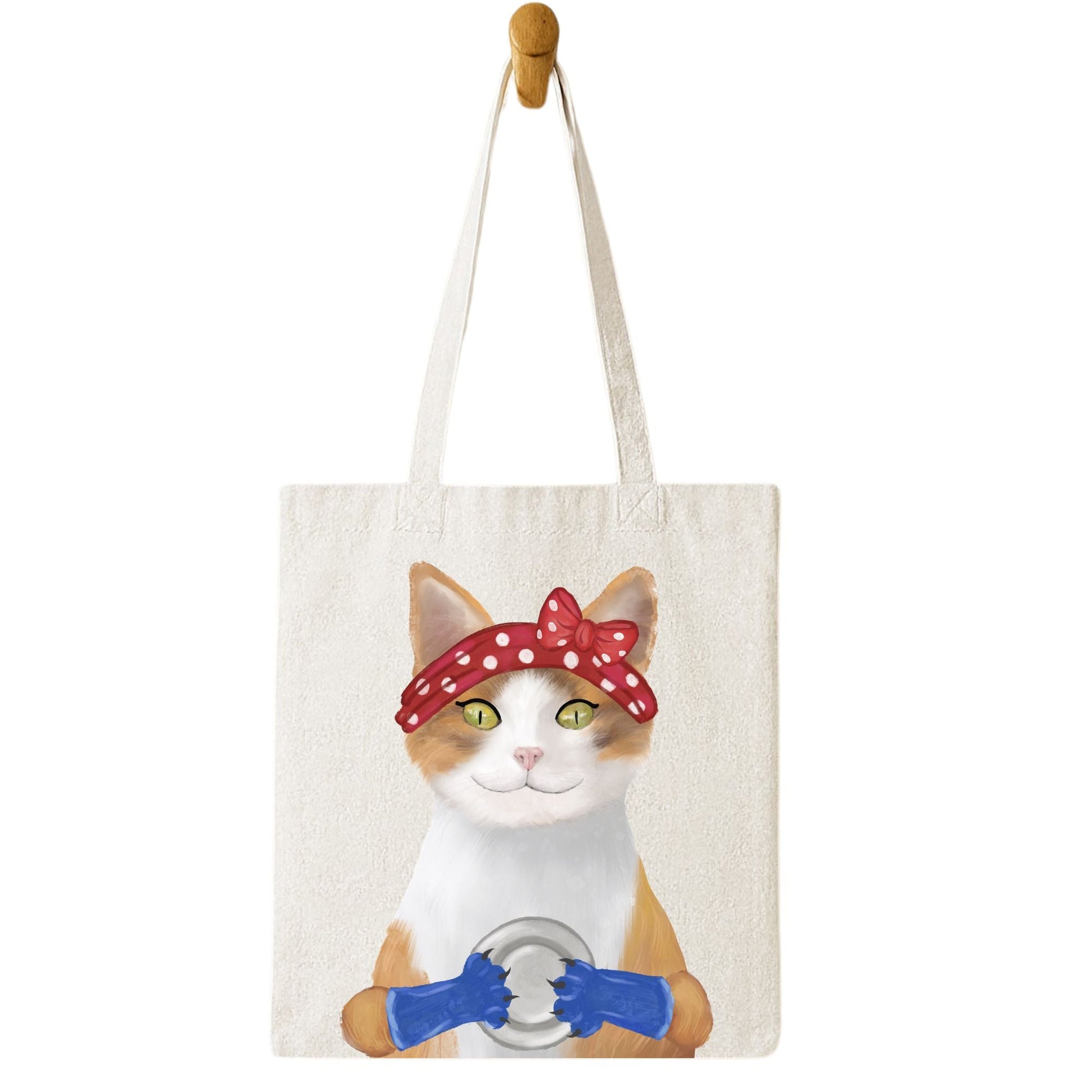 Dishwashing Cat Canvas Tote Bag - MerikaArt