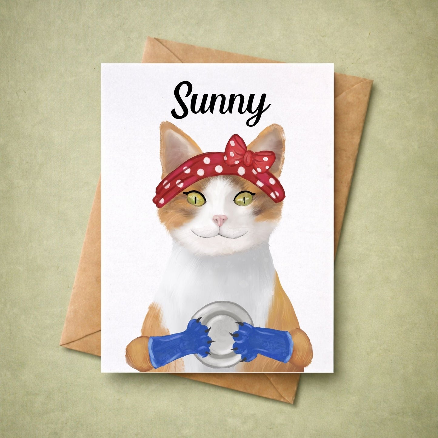 Dishwashing Cat Postcard - MerikaArt