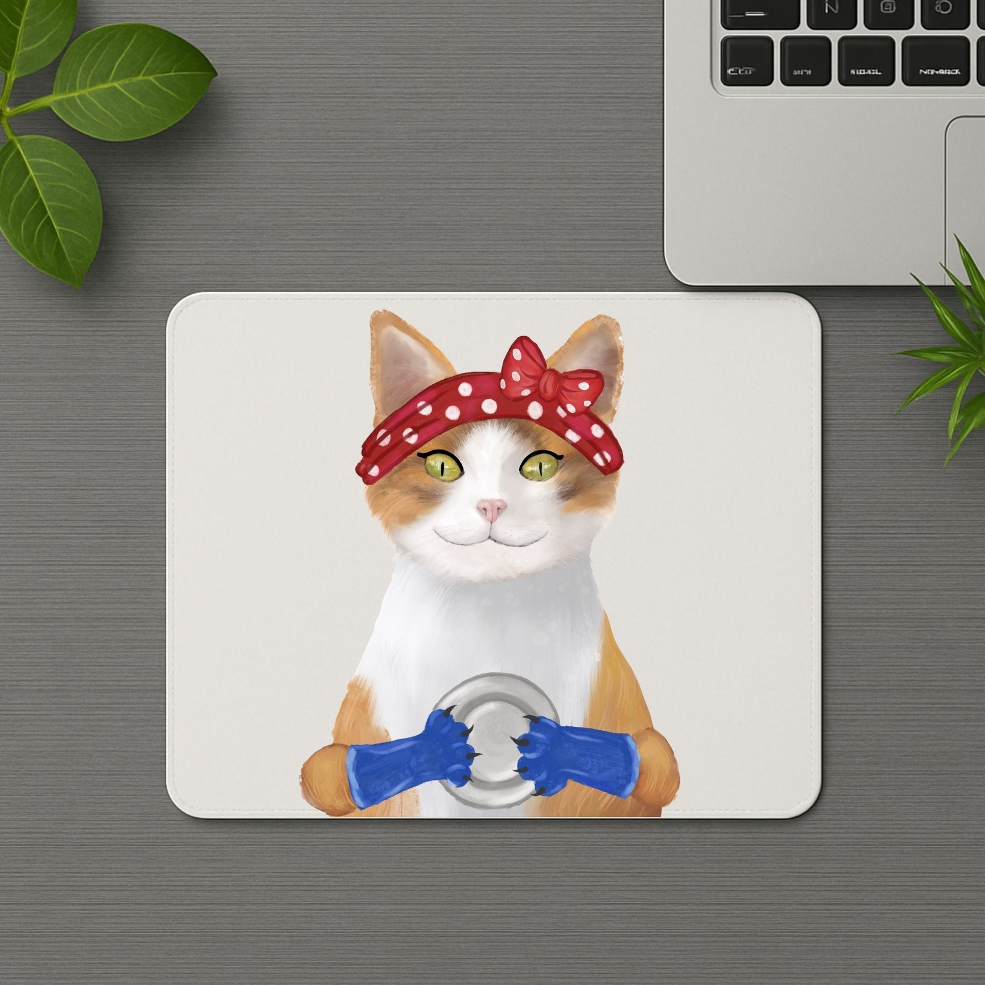 Dishwashing Tabby Cat Mousepad - MerikaArt
