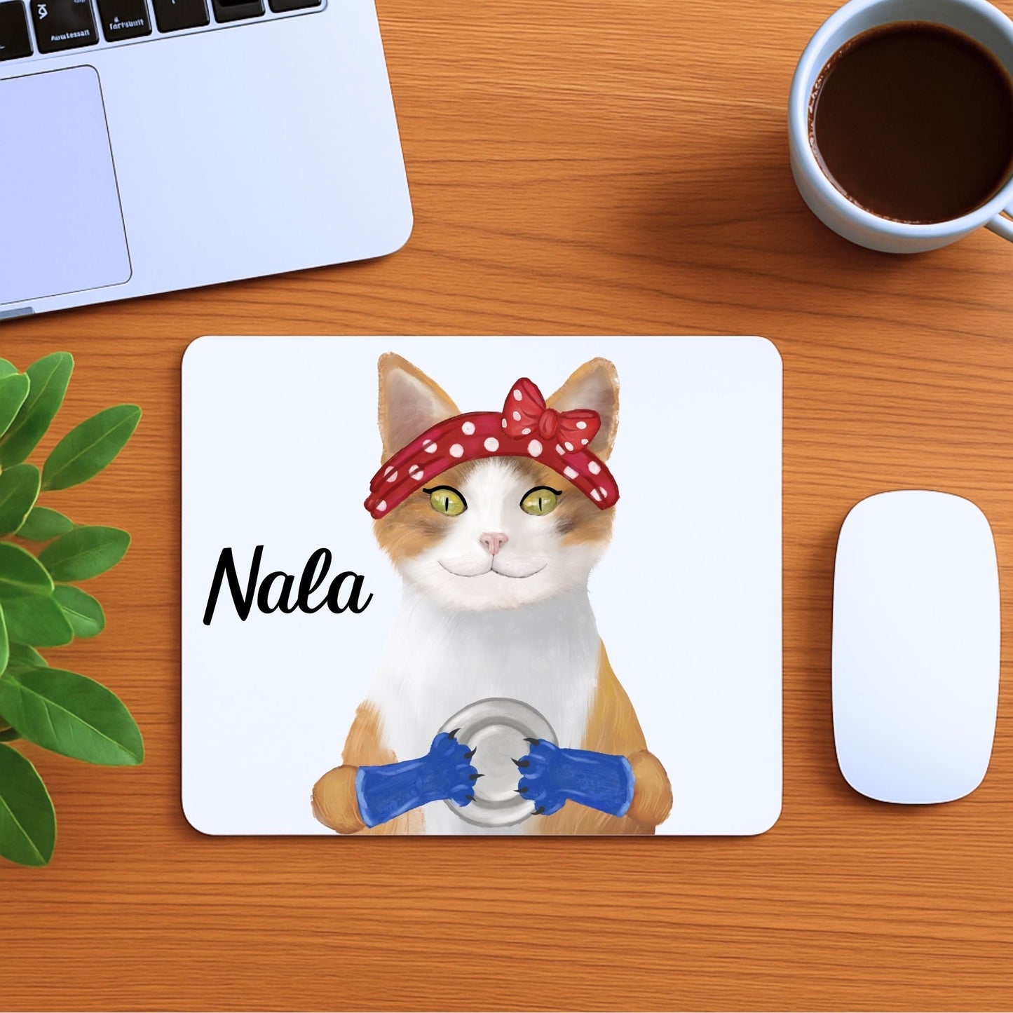 Dishwashing Tabby Cat Mousepad - MerikaArt