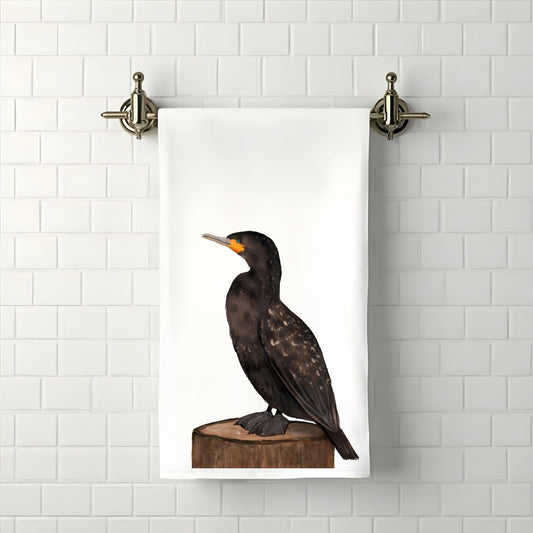 Double - Crested Cormorant Bathroom Towel - MerikaArt
