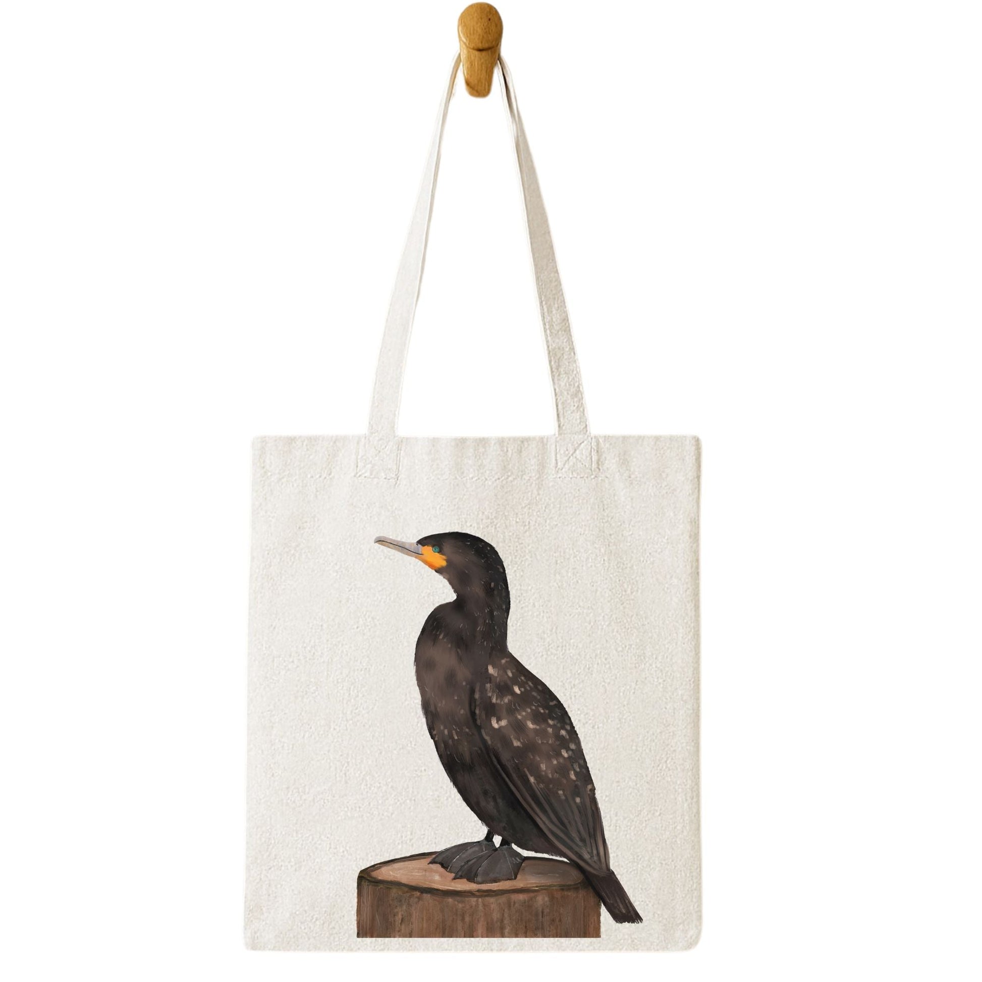 Double Crested Cormorant Canvas Tote Bag - MerikaArt