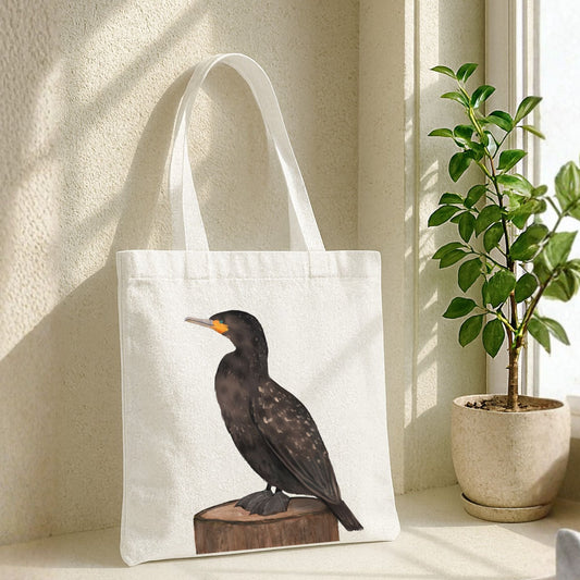 Double Crested Cormorant Canvas Tote Bag - MerikaArt