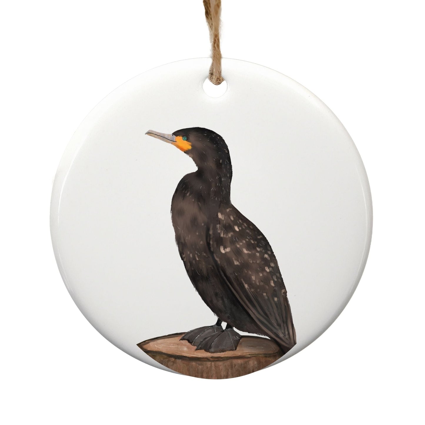 Double - crested Cormorant Ceramic Ornament - MerikaArt