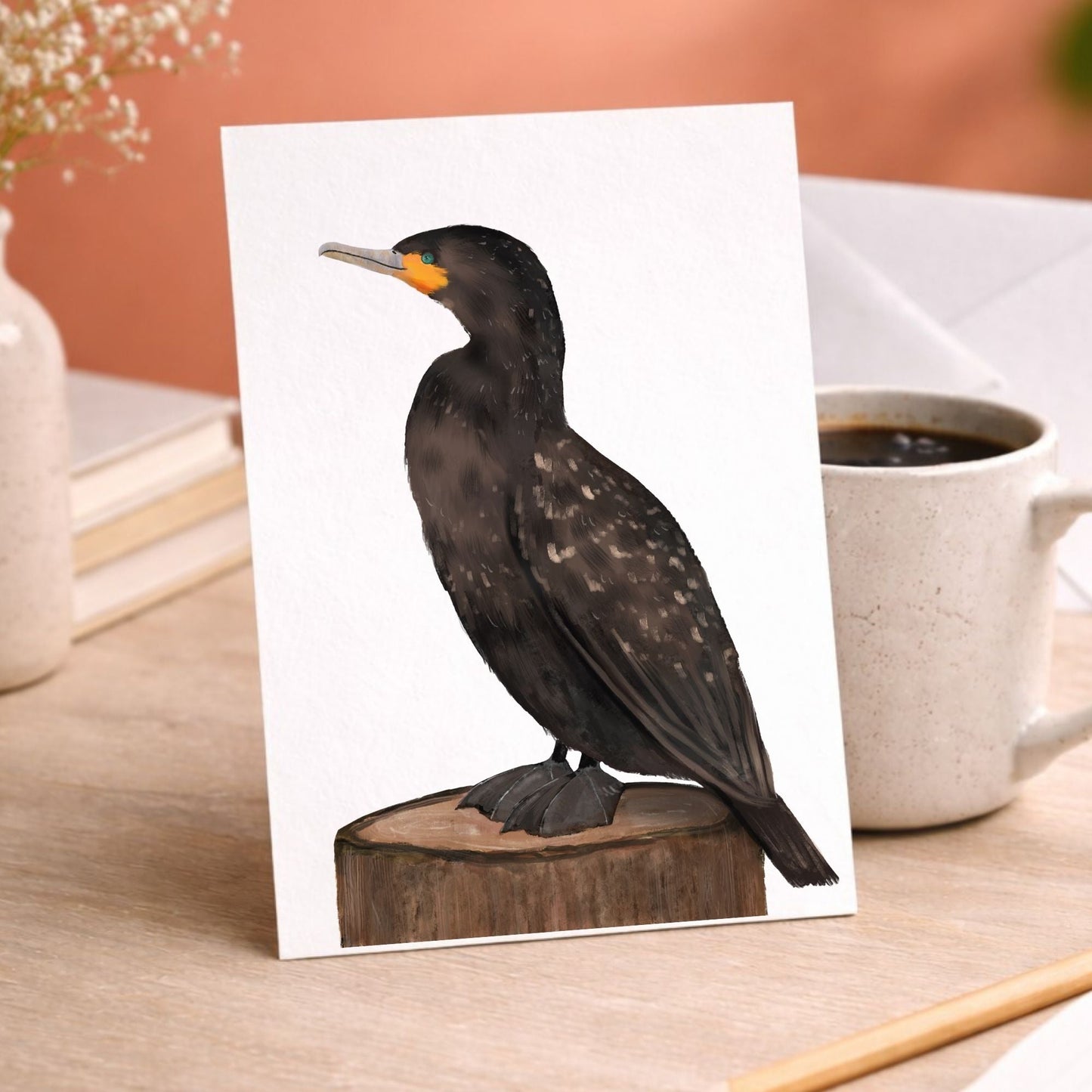 Double - crested Cormorant Postcard - MerikaArt