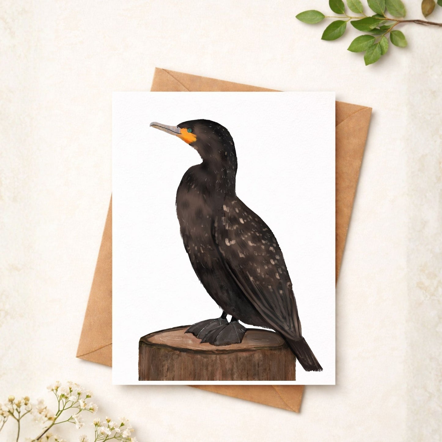 Double - crested Cormorant Postcard - MerikaArt