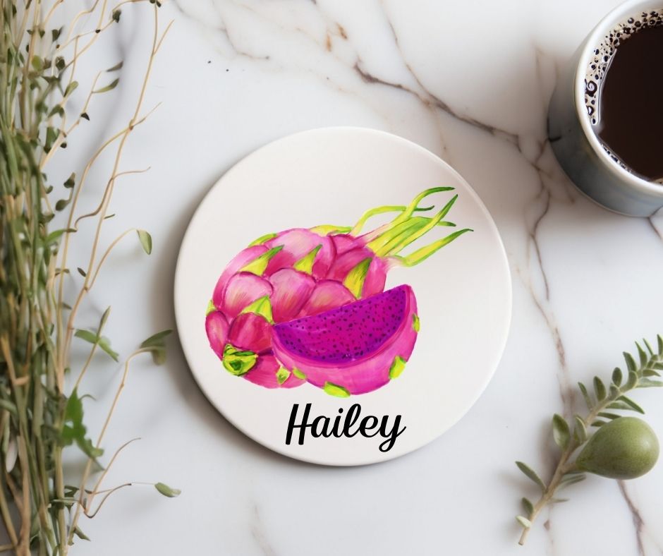 Dragon Fruit Ceramic Coaster - MerikaArt