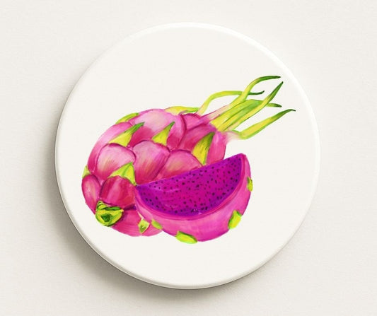 Dragon Fruit Ceramic Coaster - MerikaArt