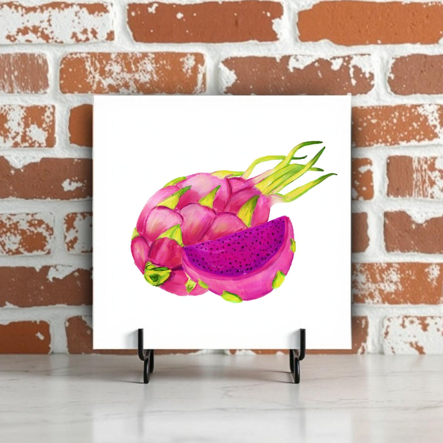 Dragon Fruit Ceramic Tile – Handcrafted Tropical Art - MerikaArt