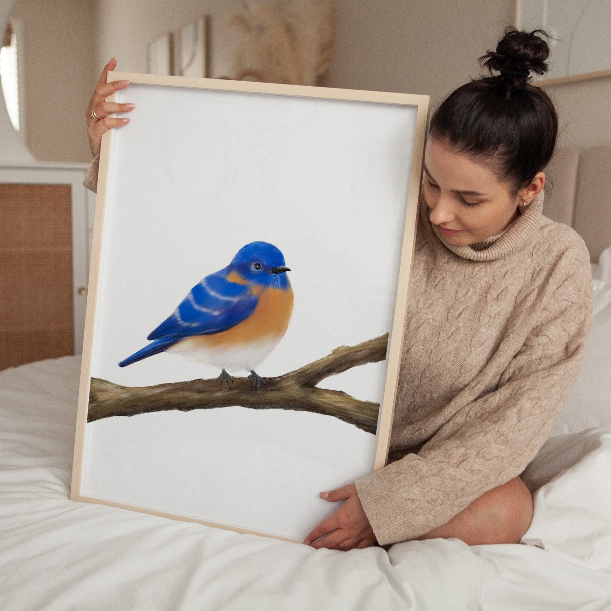 Eastern Bluebird Art Print – Bright and Cheerful Bird Decor - MerikaArt