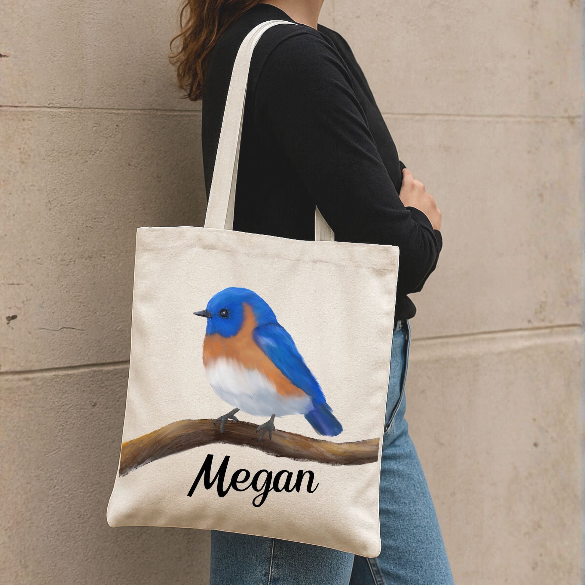 Eastern Bluebird Canvas Tote Bag - MerikaArt