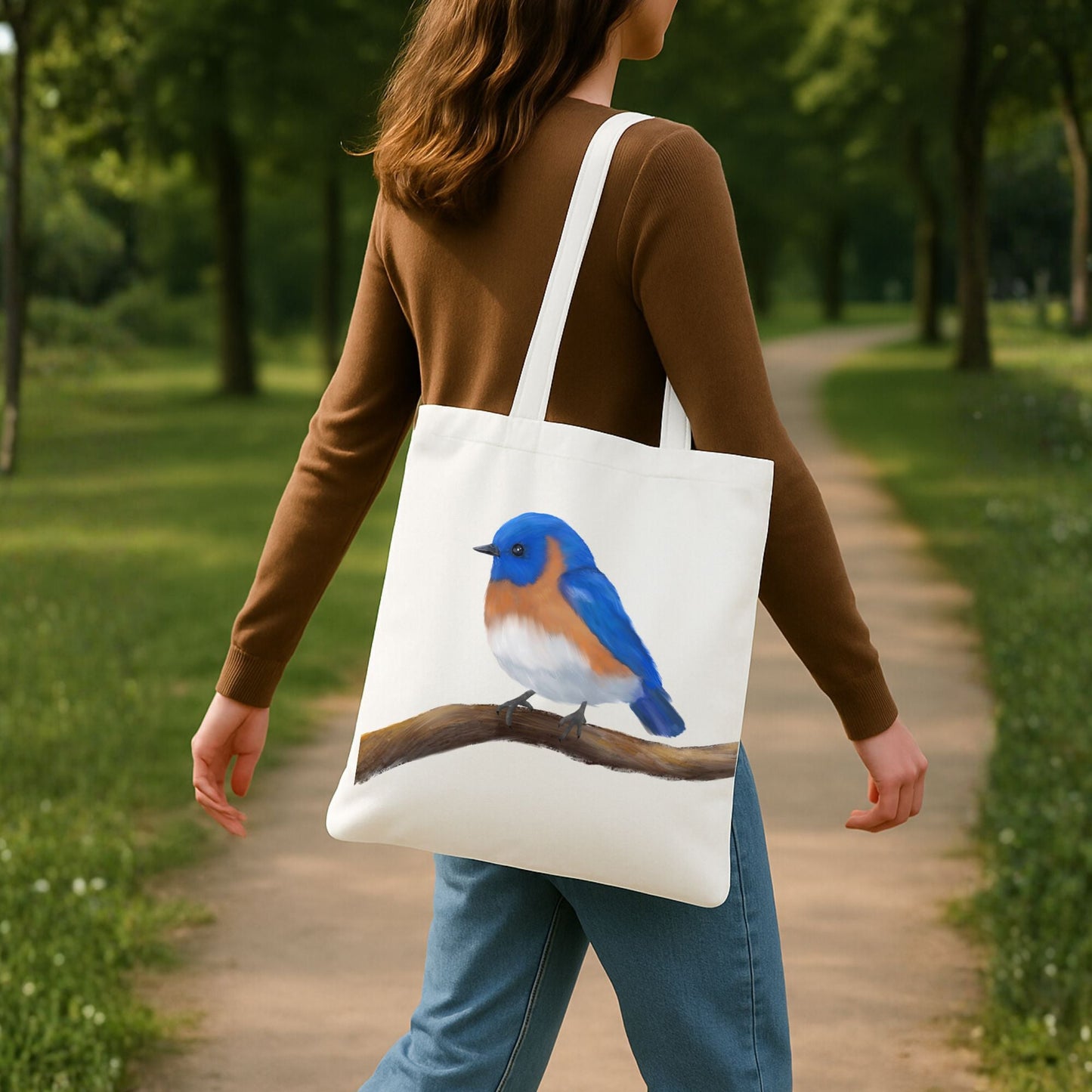 Eastern Bluebird Canvas Tote Bag - MerikaArt