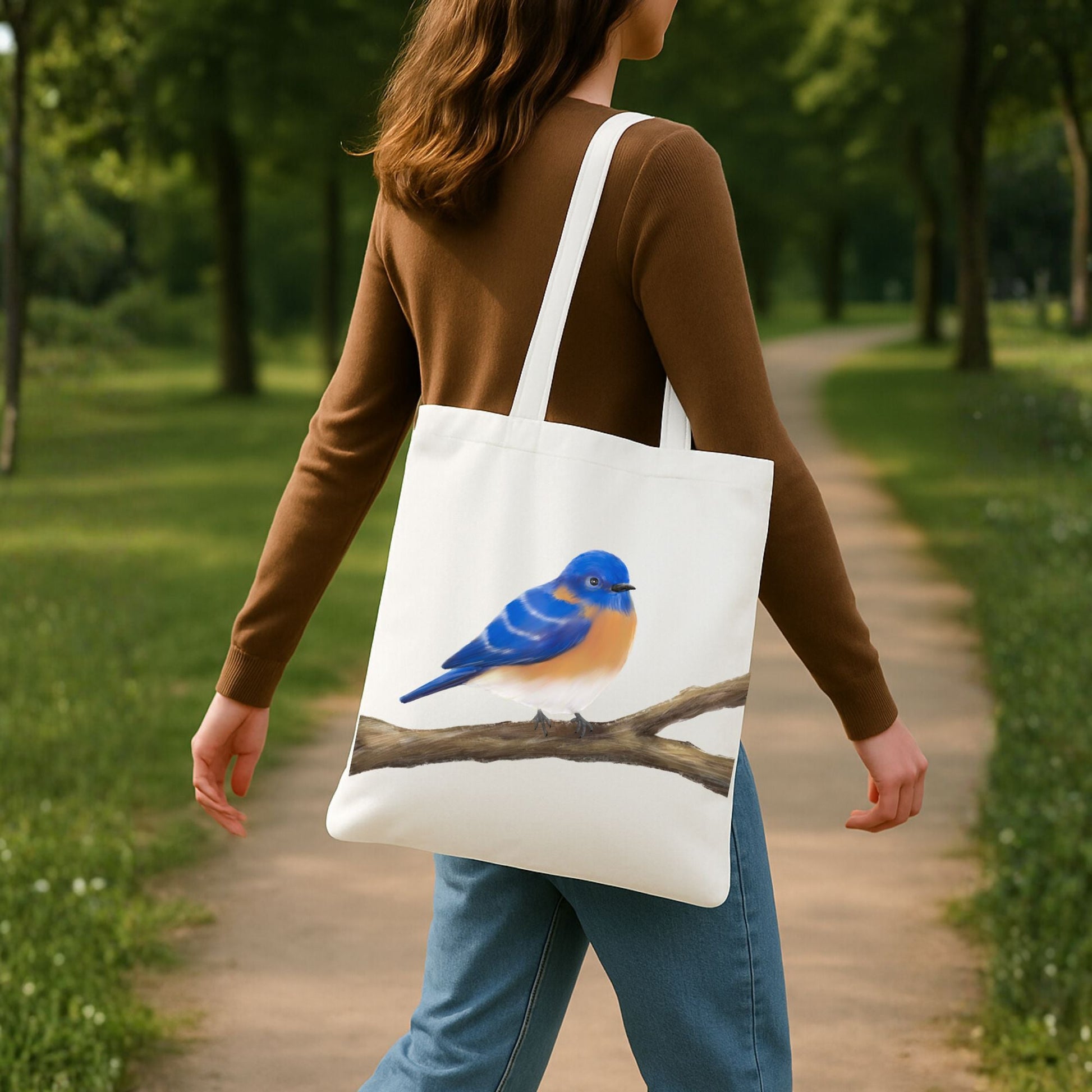Eastern Bluebird Canvas Tote Bag - MerikaArt
